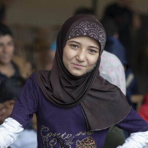 Portrait of a young refugee girl.