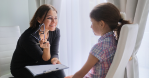 paediatric psychiatrist with child