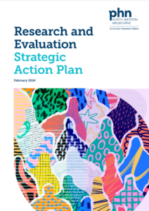 Front cover of North Western Melbourne's Research and Evaluation Strategic Action Plan.
