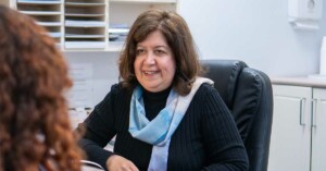 Dr Amani Hanna from Lincolnville Medical Centre in Keilor East speaks with a patient