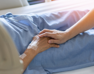 A palliative care patient receives care