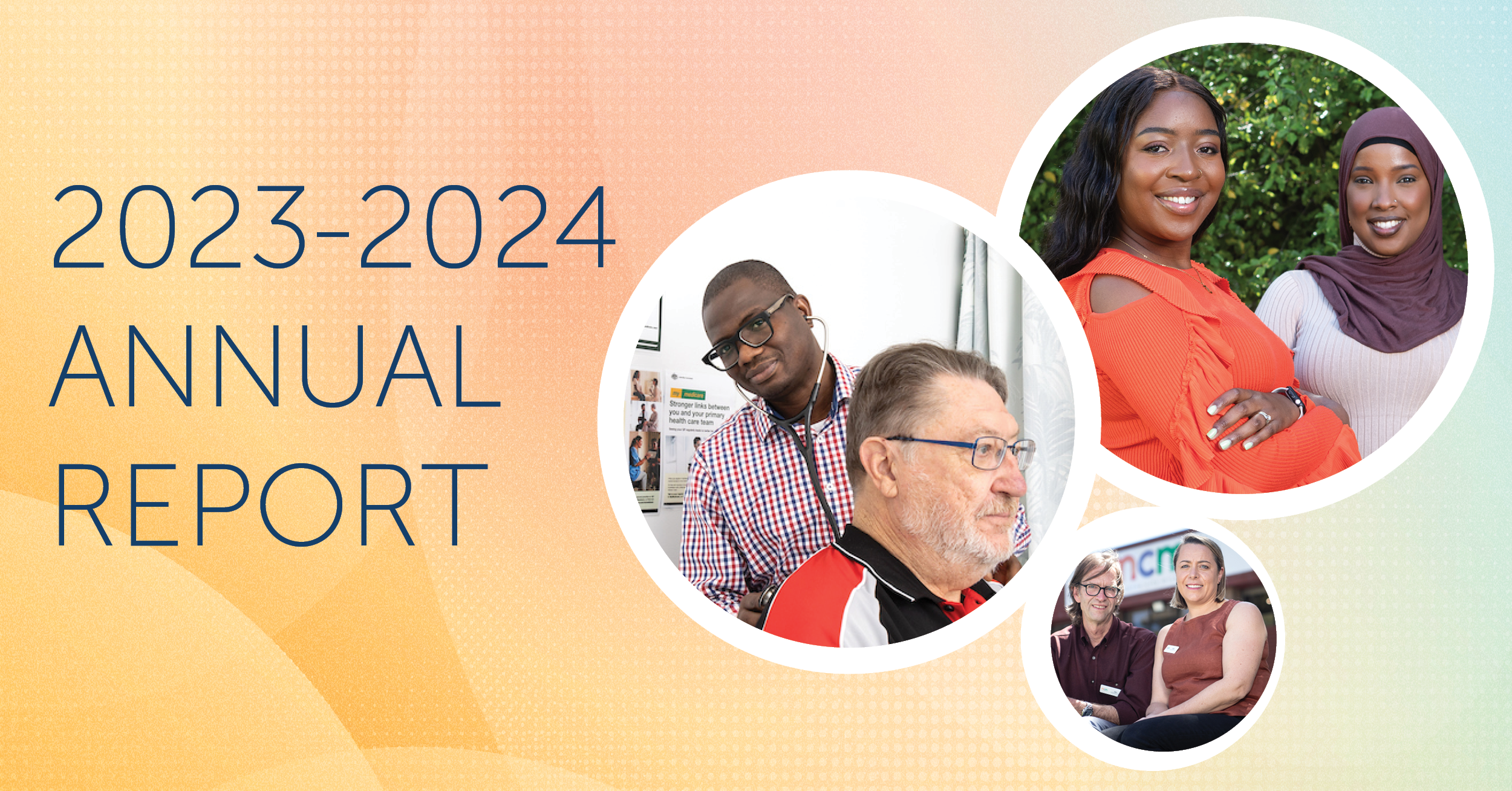 A banner showing people that feature in NWMPHN's 2024 annual report
